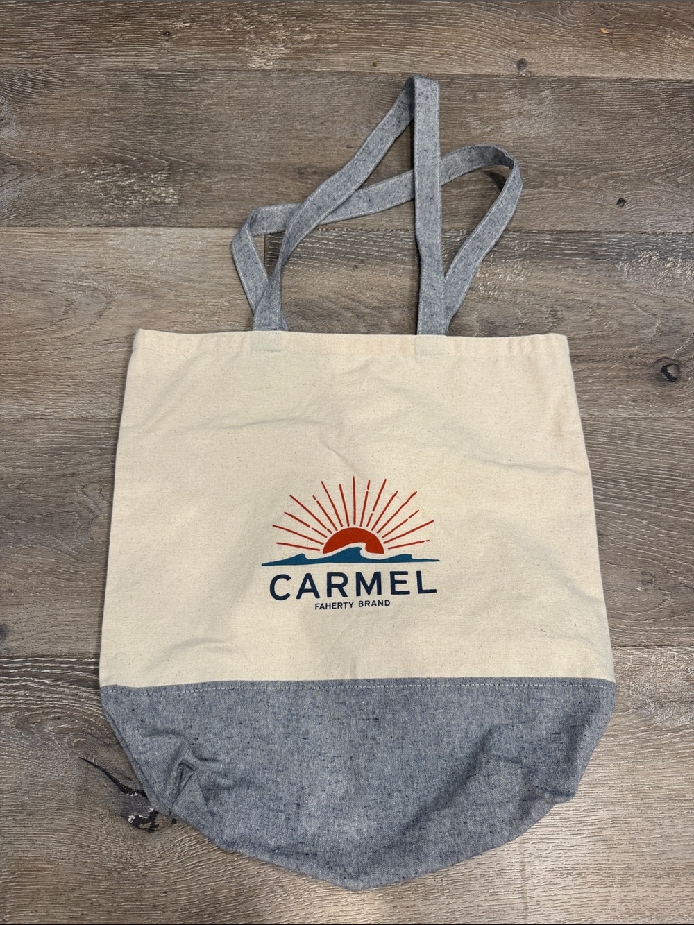 Faherty Canvas Tote with Sunset Logo in Natural and Gray